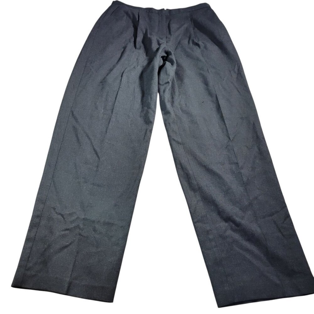 Vintage LL Bean Dress Pants Womens 14 Dark Gray Medium Tall Pleated Wool Lined